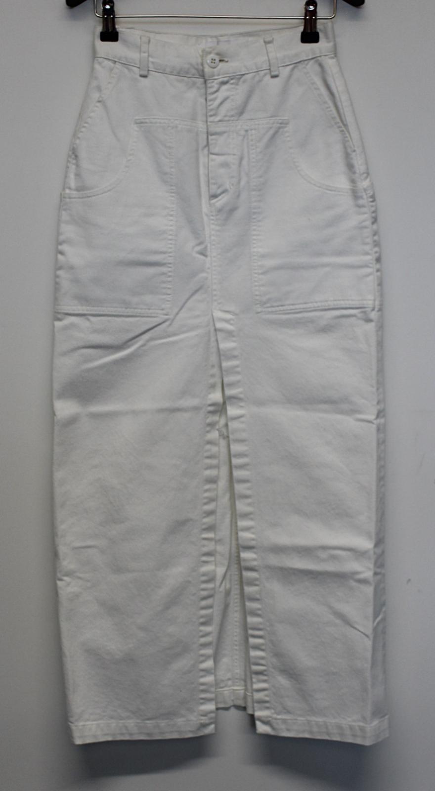 MARKOO Ladies White Cotton Front Split & Zip Straight Denim Skirt Size 26
