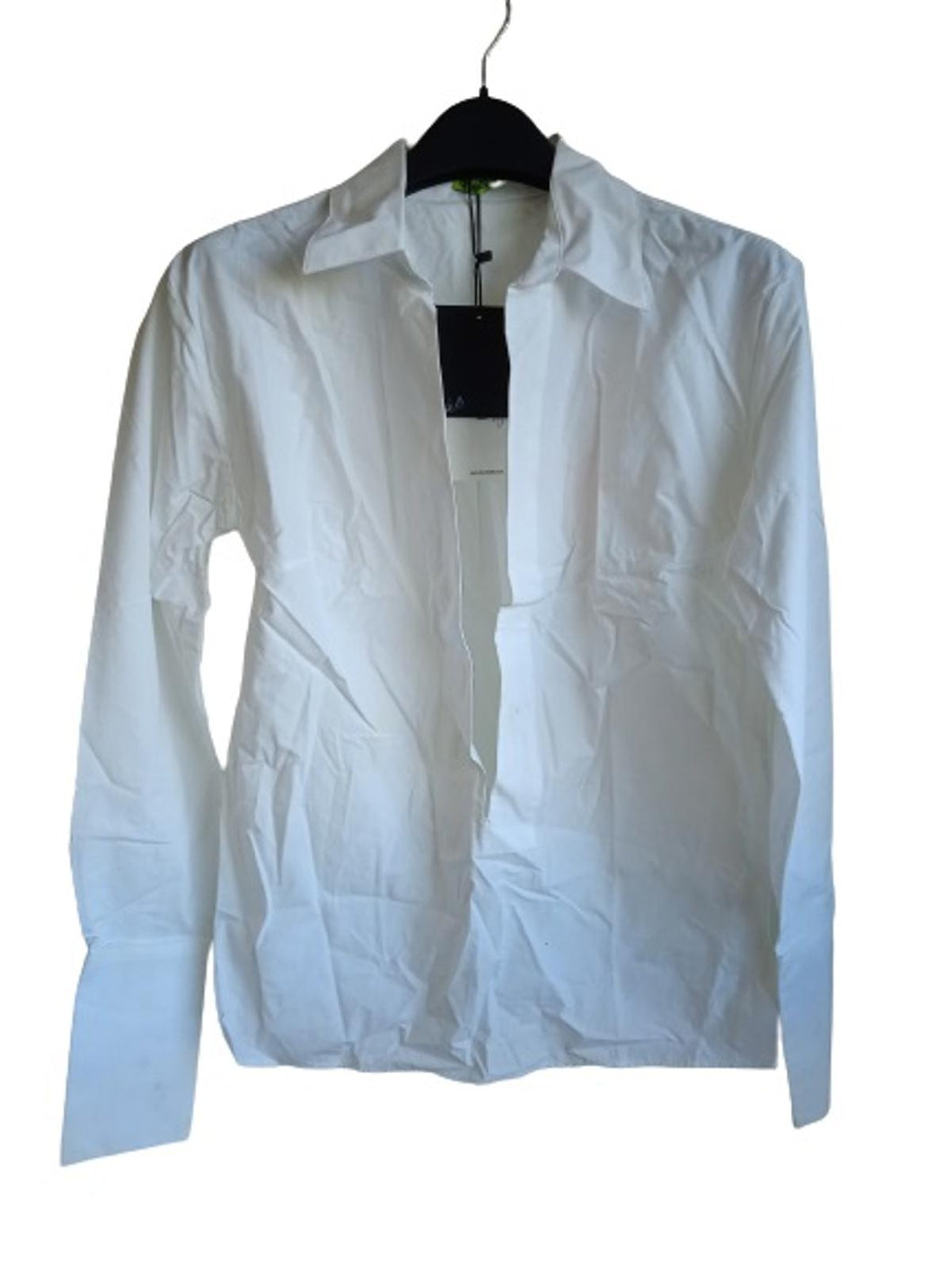 GAUGE81 Ladies White Cotton Long Sleeve Deep V-Neck Serena Shirt Size S NEW