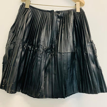 Load image into Gallery viewer, Black Ladies A-Line Distressed Faux Leather Pleated Skirt Size UKXS NEW RRP30
