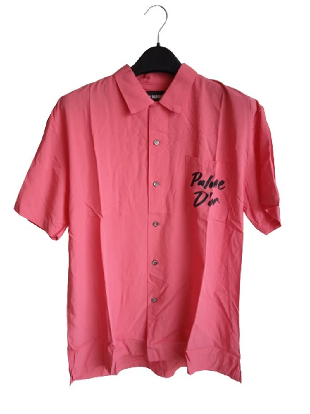 DOUBLE RAINBOUU Ladies Pink Short Sleeve Palme D'or Hawaiian Shirt XS