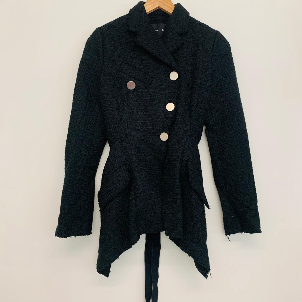 PROENZA SCHOULER Black Ladies Long Sleeve Collared Basic Jacket Coat UK XS NEW