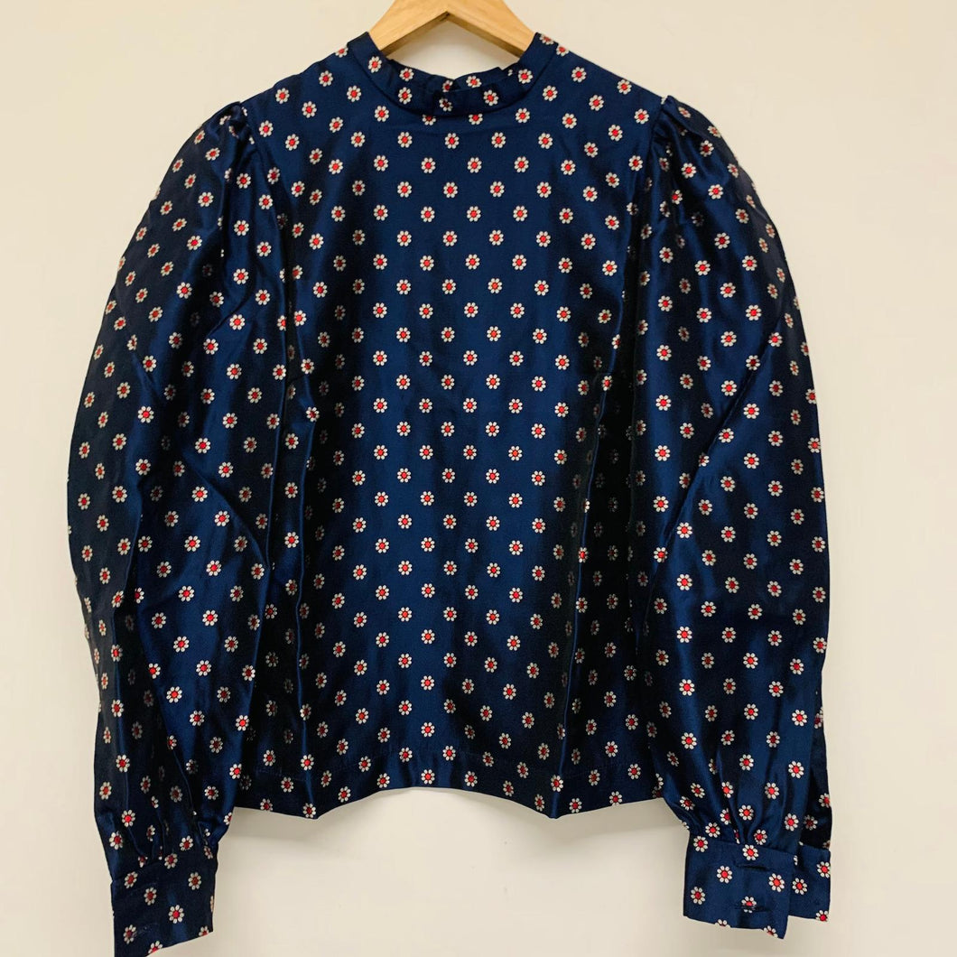 DESERT MANNEQUIN X NDUO Blue Ladies Long Sleeve Floral Blouse Size UK 8 NEW