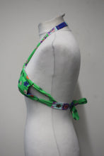 Load image into Gallery viewer, FRANKIES BIKINIS Ladies Green Floral Print Halterneck Willow Bikini Top L NEW
