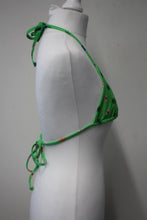 Load image into Gallery viewer, FRANKIES BIKINIS Ladies Green Floral Triangle Halterneck Tia Bikini Top S NEW
