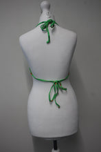 Load image into Gallery viewer, FRANKIES BIKINIS Ladies Green Floral Triangle Halterneck Tia Bikini Top S NEW
