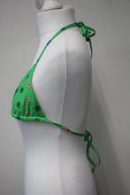 Load image into Gallery viewer, FRANKIES BIKINIS Ladies Green Floral Triangle Halterneck Tia Bikini Top S NEW
