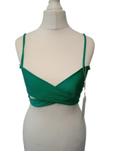 Load image into Gallery viewer, FRANKIES BIKINIS Ladies Green Falcon Shine Wrap-Around Bikini Top Size S NEW
