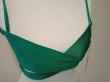 Load image into Gallery viewer, FRANKIES BIKINIS Ladies Green Falcon Shine Wrap-Around Bikini Top Size S NEW
