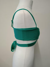 Load image into Gallery viewer, FRANKIES BIKINIS Ladies Green Falcon Shine Wrap-Around Bikini Top Size S NEW
