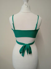 Load image into Gallery viewer, FRANKIES BIKINIS Ladies Green Falcon Shine Wrap-Around Bikini Top Size S NEW
