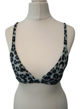 Load image into Gallery viewer, LES GIRLS LES BOYS Ladies Blue Leopard Print Triangle Bikini Top Size XS NEW
