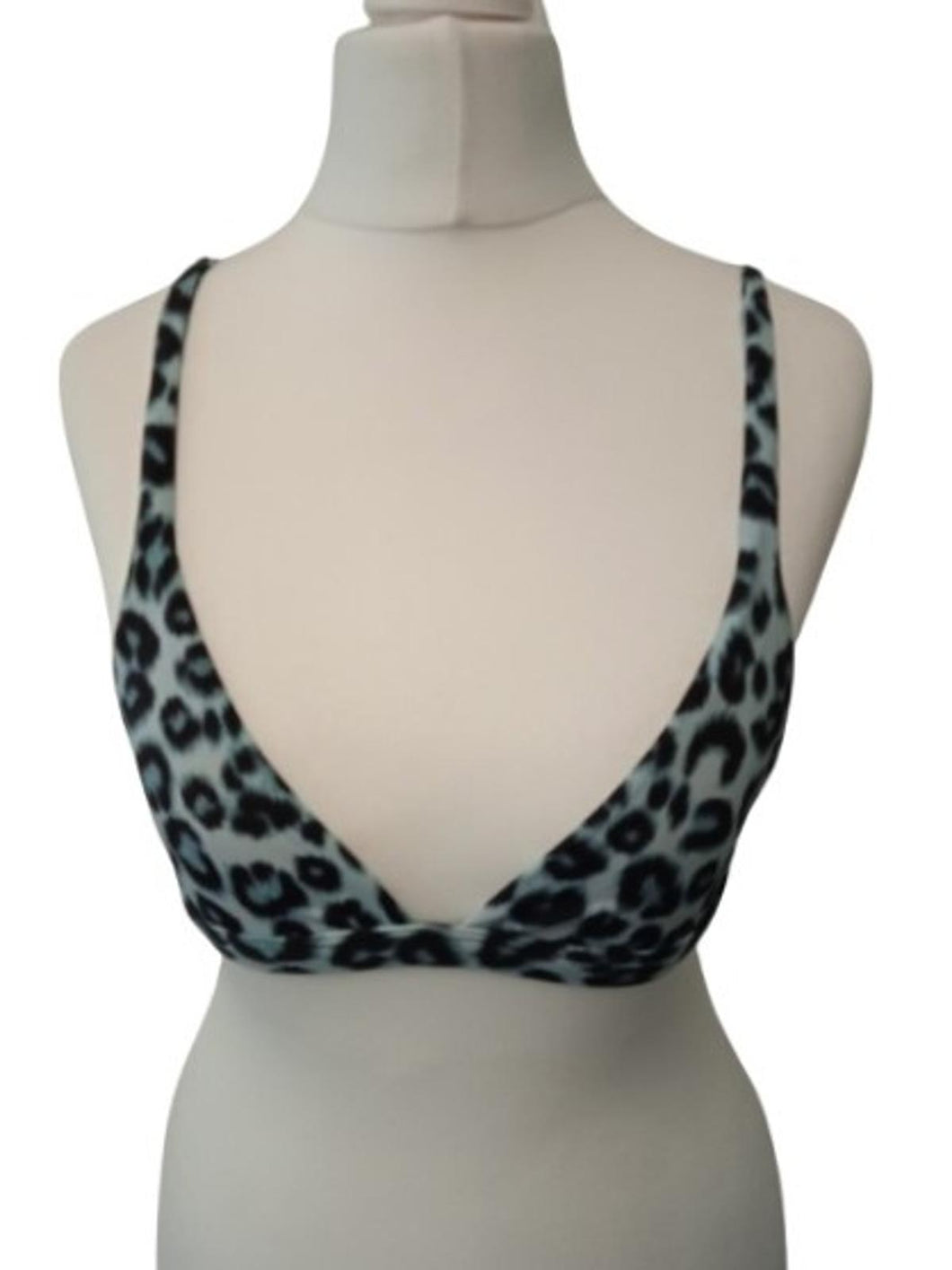 LES GIRLS LES BOYS Ladies Blue Leopard Print Triangle Bikini Top Size XS NEW