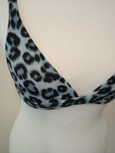 Load image into Gallery viewer, LES GIRLS LES BOYS Ladies Blue Leopard Print Triangle Bikini Top Size XS NEW

