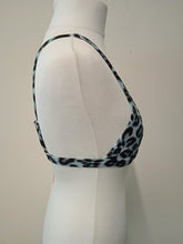 Load image into Gallery viewer, LES GIRLS LES BOYS Ladies Blue Leopard Print Triangle Bikini Top Size XS NEW

