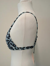 Load image into Gallery viewer, LES GIRLS LES BOYS Ladies Blue Leopard Print Triangle Bikini Top Size XS NEW

