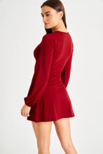 Load image into Gallery viewer, SOUTH BEACH Ladies Burgundy Red V-Neck Long Sleeve Skater Dress UK10 BNWT
