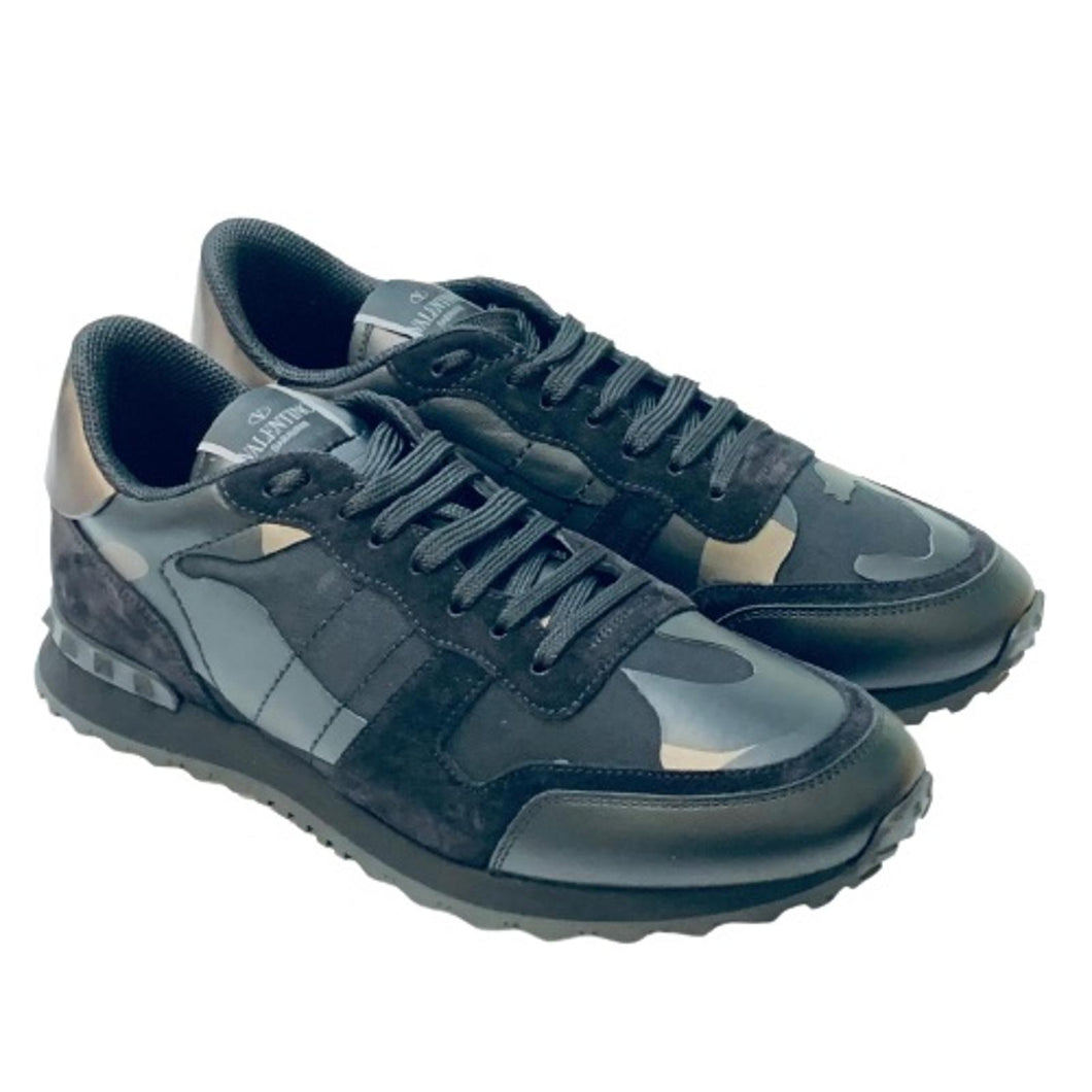 VALENTINO Black Dark Shade Camo Men's Classic Sneaker Trainer UK 10 NEW