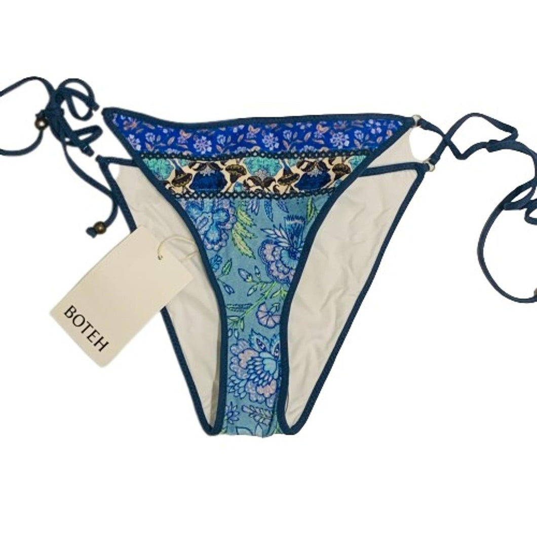 BOTEH Elektra Ladies Blue Pattern Polyamide Bikini Lizzy Tie Side Bottoms S NEW