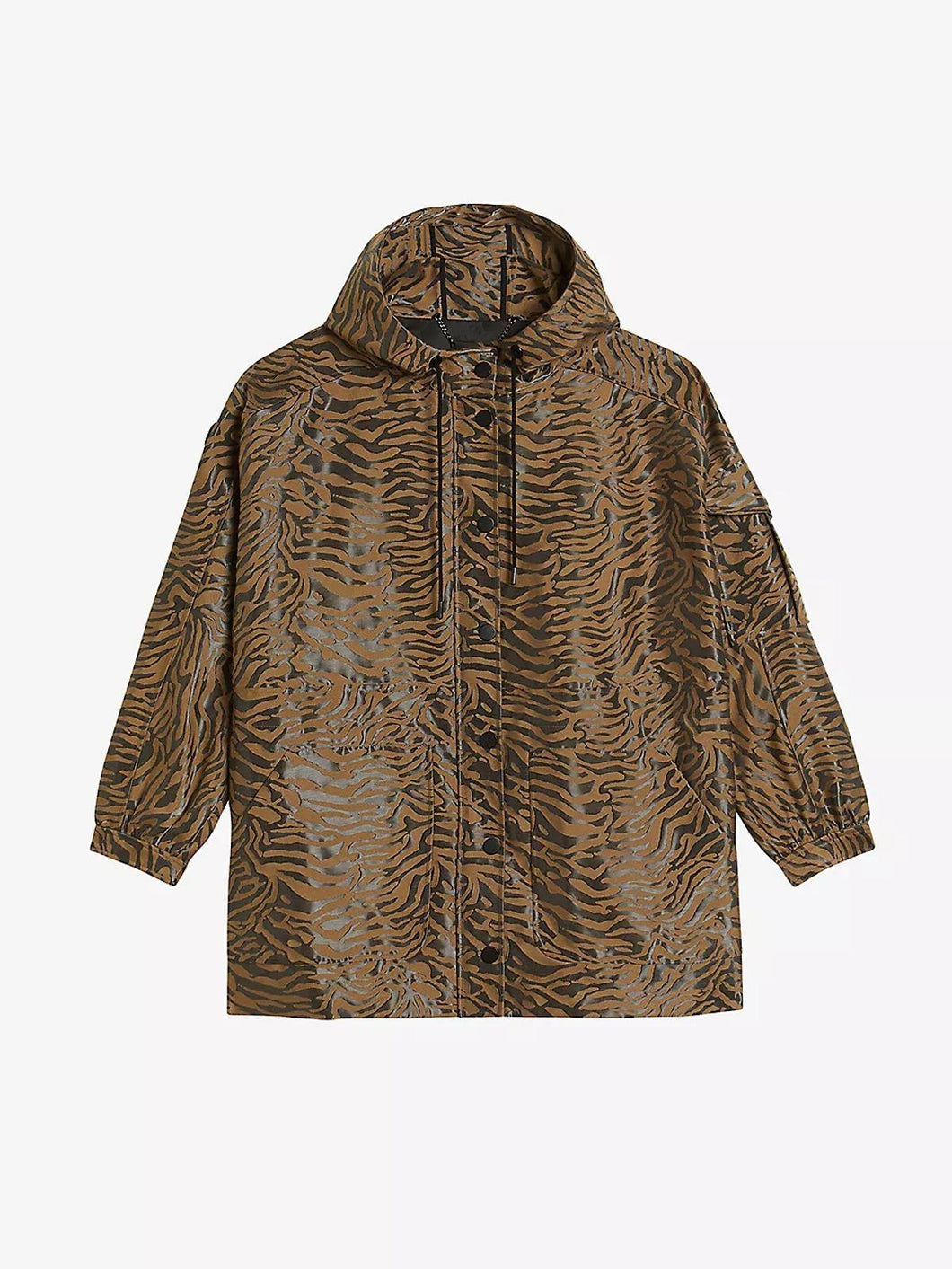 TED BAKER Neina Brown Black Sport Animal Jacquard Hooded Jacket RRP 275[UK12]