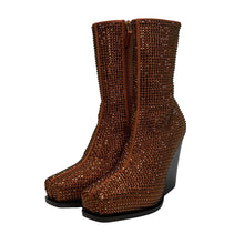 Load image into Gallery viewer, STELLA MCCARTNEY Cowboy Ankle Boot Wedge Crystal Brown IT37 UK4 RRP1375 BNIB
