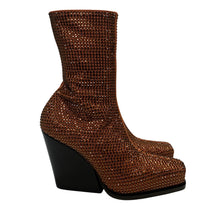 Load image into Gallery viewer, STELLA MCCARTNEY Cowboy Ankle Boot Wedge Crystal Brown IT37 UK4 RRP1375 BNIB
