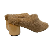 Load image into Gallery viewer, JIL SANDER 65 Stoe Mule Ladies Brown Shearling Midi Heel Shoe UK3.5 NEW RRP 630
