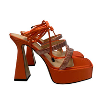 Load image into Gallery viewer, MACH &amp; MACH Devon 140 Platform Heel Crystal Shoes Orange IT37 UK4 RRP955 BNIB
