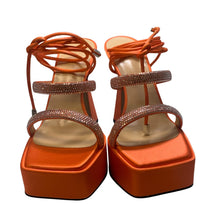 Load image into Gallery viewer, MACH &amp; MACH Devon 140 Platform Heel Crystal Shoes Orange IT37 UK4 RRP955 BNIB
