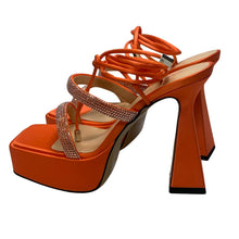 Load image into Gallery viewer, MACH &amp; MACH Devon 140 Platform Heel Crystal Shoes Orange IT37 UK4 RRP955 BNIB
