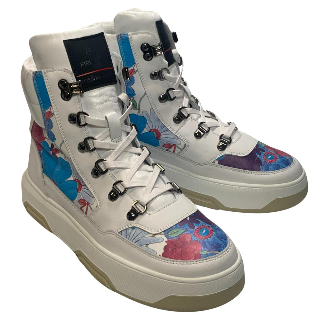 BOGNER LoveShackFancy Ottawa Hi Top Trainers Floral White 35.5 UK2.5 RRP370 BNIB