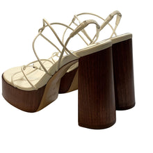 Load image into Gallery viewer, GIA / RHW White Leather Platform Heel Strappy Sandal Shoes EU36 UK3 RRP455 BNIB
