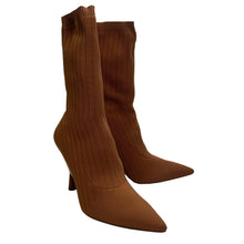 Load image into Gallery viewer, GIA / RHW Rosie Knit Sock Boot High Heel Pointed Brown EU37 UK4 RRP580 BNIB
