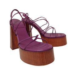 Load image into Gallery viewer, GIA BORGHINI Platform Sandal Purple Leather Block Heel IT35 UK2 RRP455 BNIB
