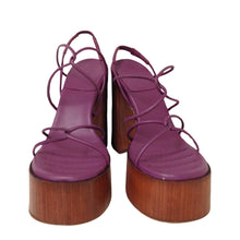 Load image into Gallery viewer, GIA BORGHINI Platform Sandal Purple Leather Block Heel IT35 UK2 RRP455 BNIB
