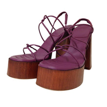 Load image into Gallery viewer, GIA BORGHINI Platform Sandal Purple Leather Block Heel IT35 UK2 RRP455 BNIB
