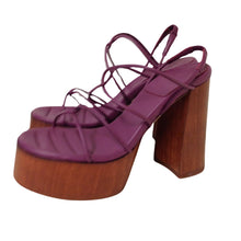 Load image into Gallery viewer, GIA BORGHINI Platform Sandal Purple Leather Block Heel IT35 UK2 RRP455 BNIB

