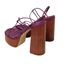 Load image into Gallery viewer, GIA BORGHINI Platform Sandal Purple Leather Block Heel IT35 UK2 RRP455 BNIB
