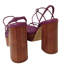 Load image into Gallery viewer, GIA BORGHINI Platform Sandal Purple Leather Block Heel IT35 UK2 RRP455 BNIB
