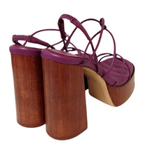 Load image into Gallery viewer, GIA BORGHINI Platform Sandal Purple Leather Block Heel IT35 UK2 RRP455 BNIB
