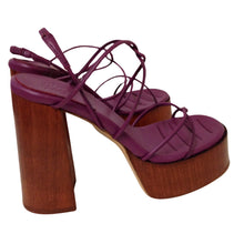 Load image into Gallery viewer, GIA BORGHINI Platform Sandal Purple Leather Block Heel IT35 UK2 RRP455 BNIB
