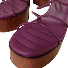 Load image into Gallery viewer, GIA BORGHINI Platform Sandal Purple Leather Block Heel IT35 UK2 RRP455 BNIB
