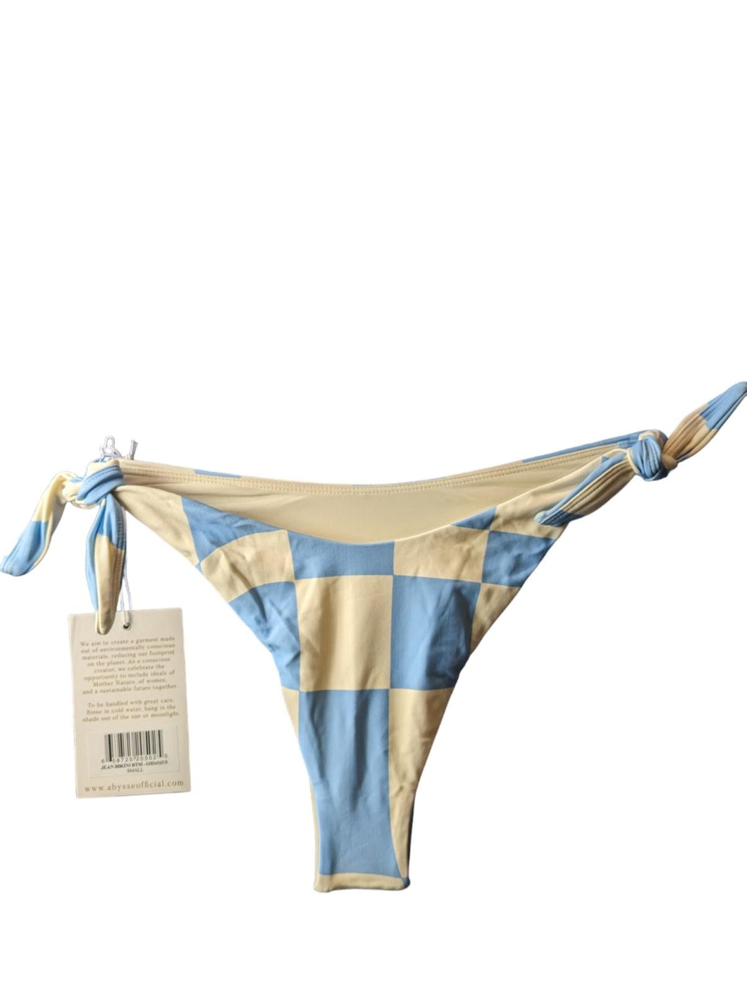 ABYSSE Bikini Blue Bikini Bottoms Jean Shimmer Tie Up White S NEW RRP 90