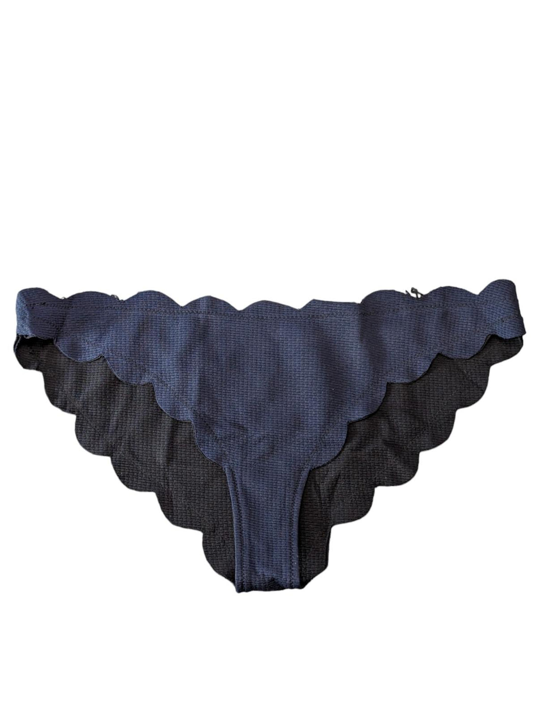 MARYSIA Bikini Bottoms Blue Antibes Strapless Scallop Trim L NEW RRP 180