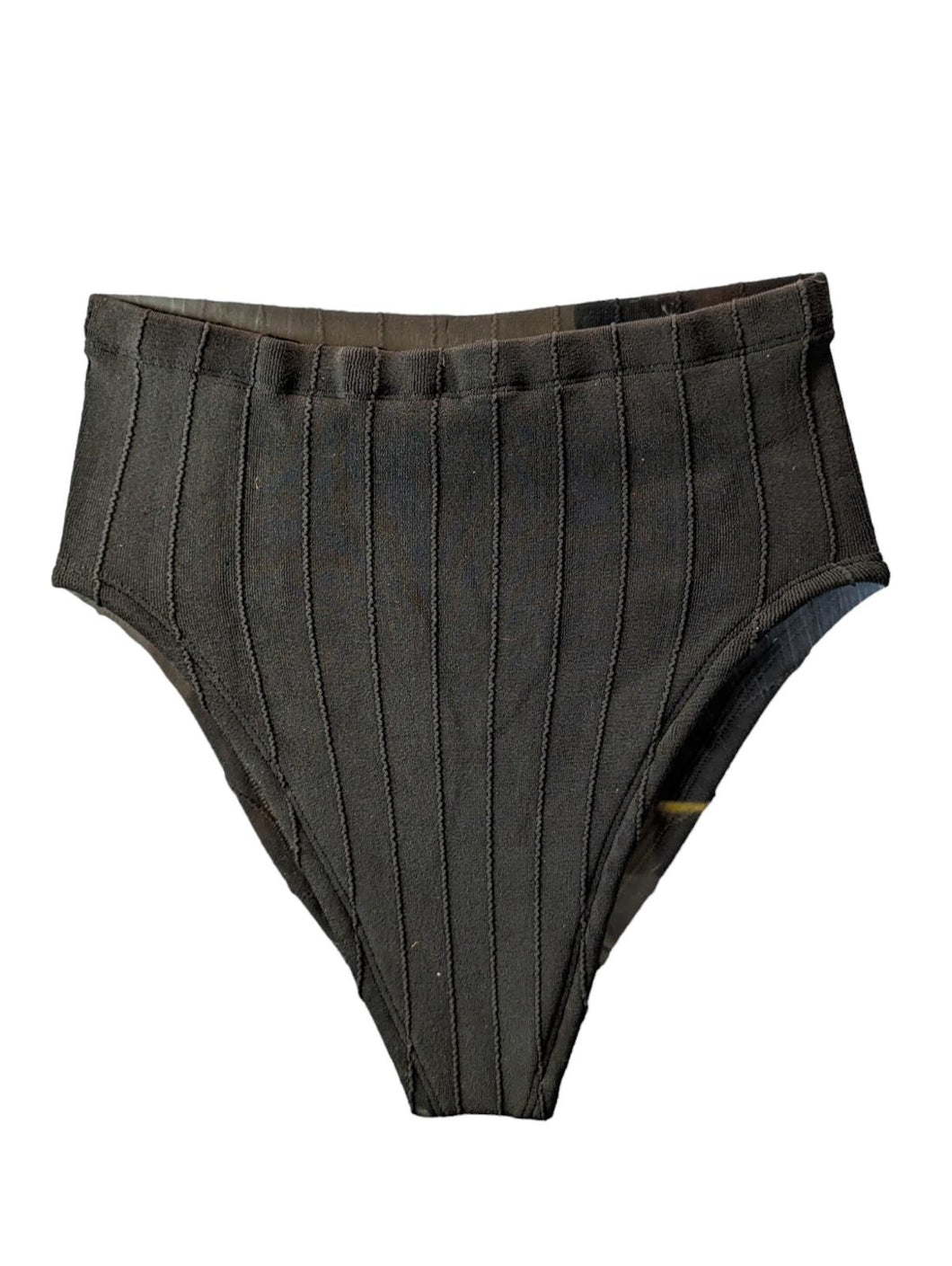 HUNZA G Bikini Bottoms Black Patricia Vertical Line OS NEW RRP 160