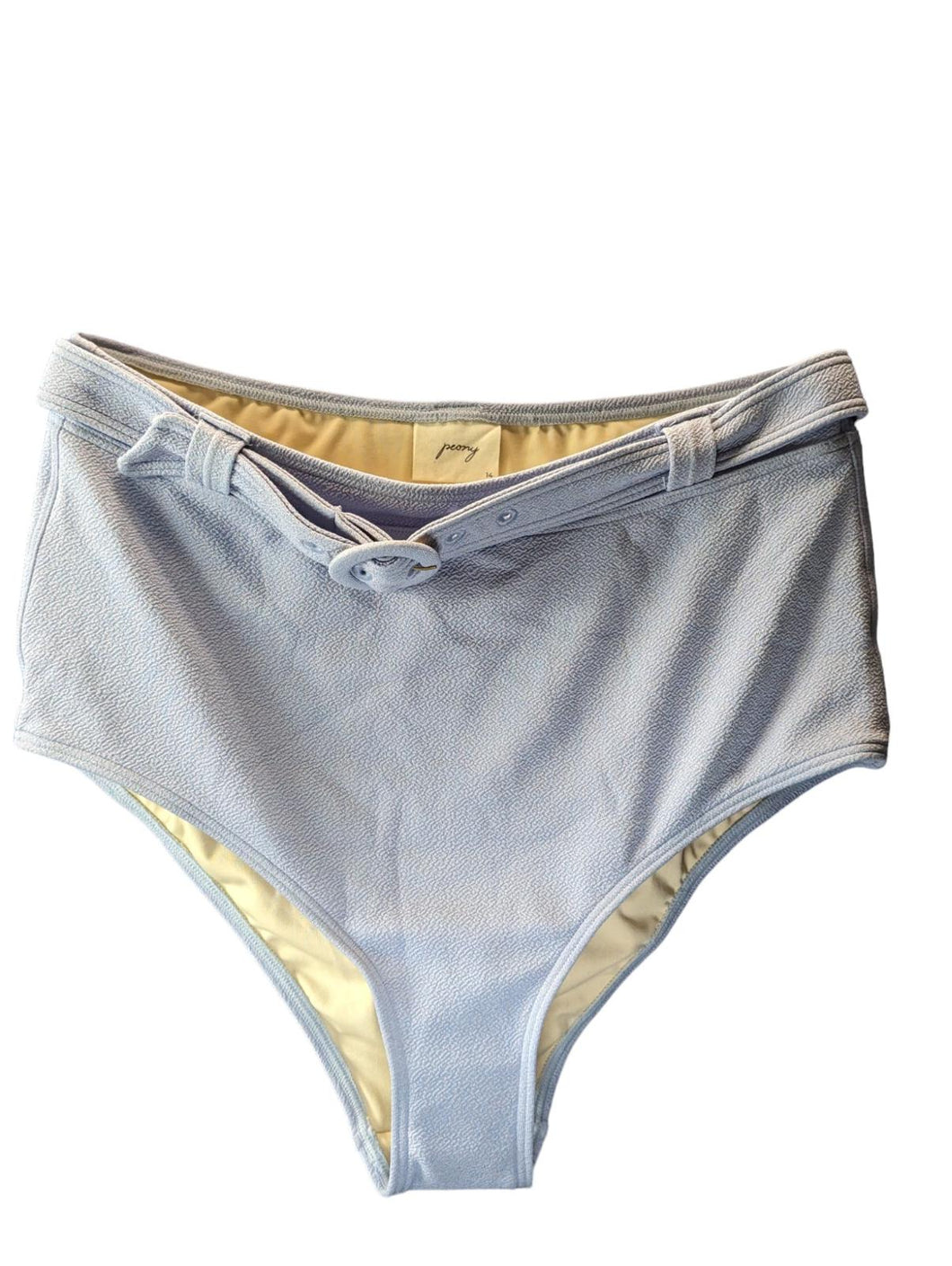 PEONY Bikini Bottoms Blue High Waist Shorts Belted UK14 NEW RRP 190