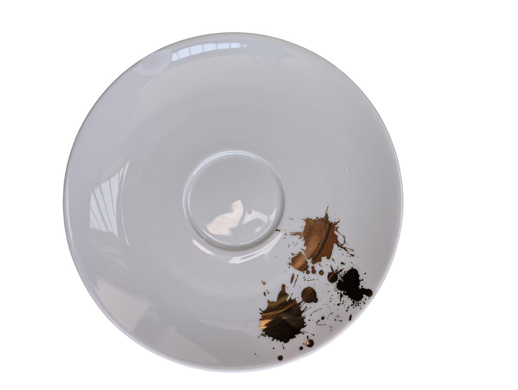 JONATHAN ADLER White Saucer Small Plate Golden Blood Splat Décor NEW