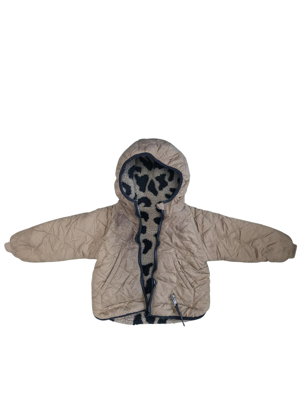 LIEWOOD Beige Leopard Print Reversible Jacket Quilted Coat 2 Years NEW RRP100