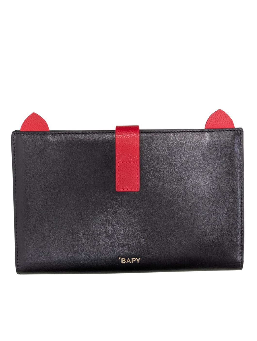 A BATHING APE Ladies Cut Out Logo Leather Black Red Wallet NEW RRP 215
