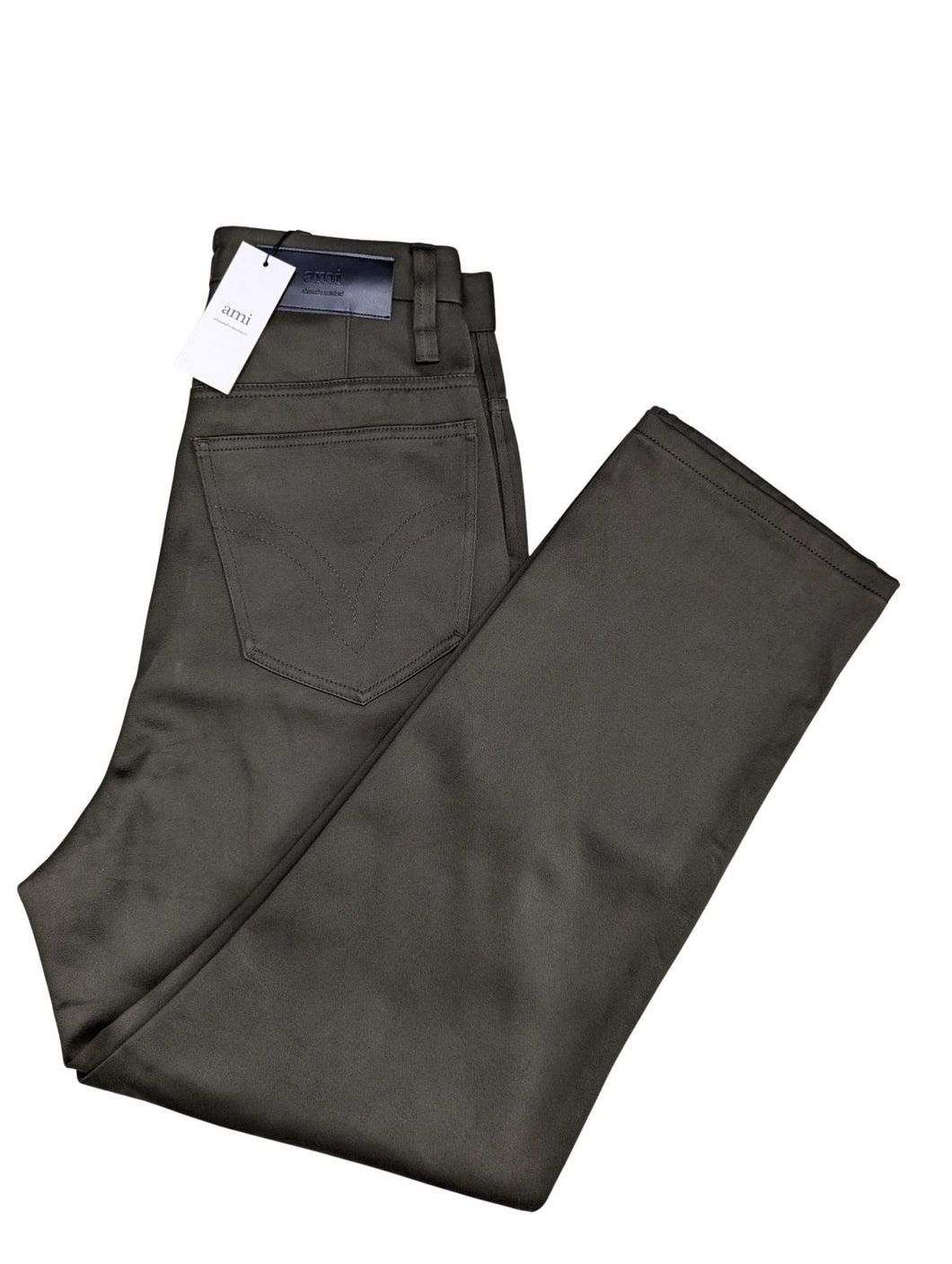 AMI Paris Mens Dark Green Khaki Low Crotch Jeans W27 NEW RRP 240