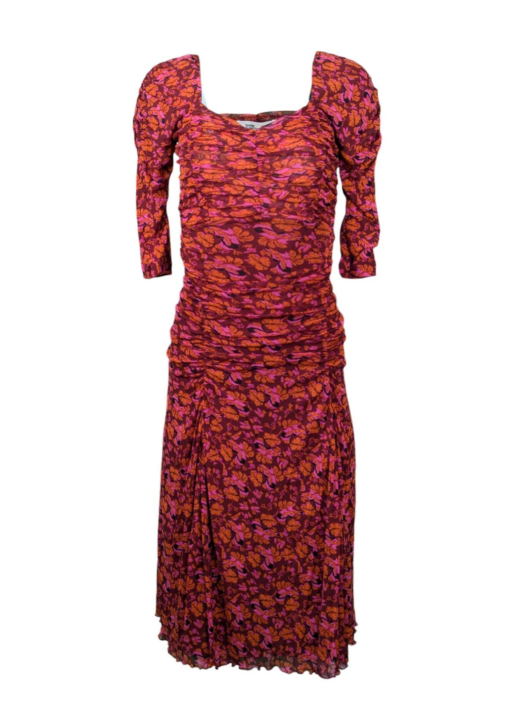DIAN VON FURSTENBURG Ladies Red Floral Patterned Midi Dress S RRP 330